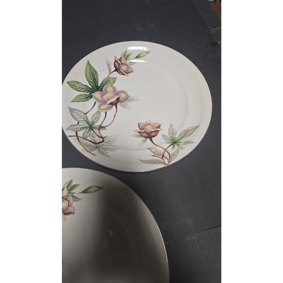 Meito China White China Woodrose Dinner Plates Set Of 5 Japan Floral Pattern - Picture 6 of 9